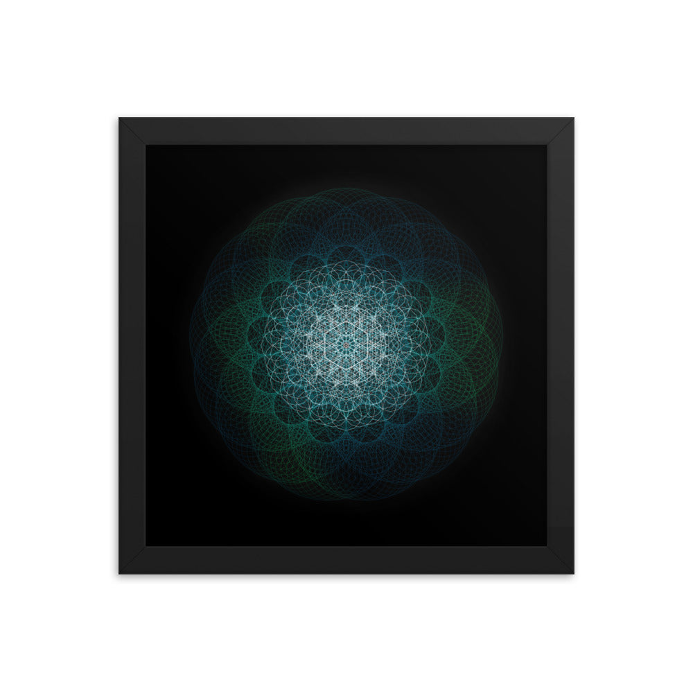 Sacred Geometry Art - Green-Blue Majestic | Framed poster