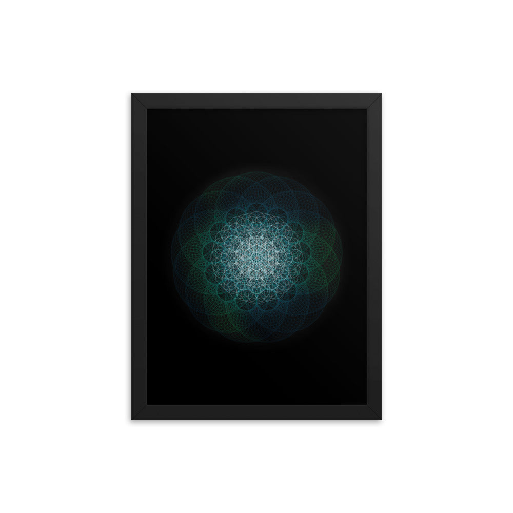 Sacred Geometry Art - Green-Blue Majestic | Framed poster
