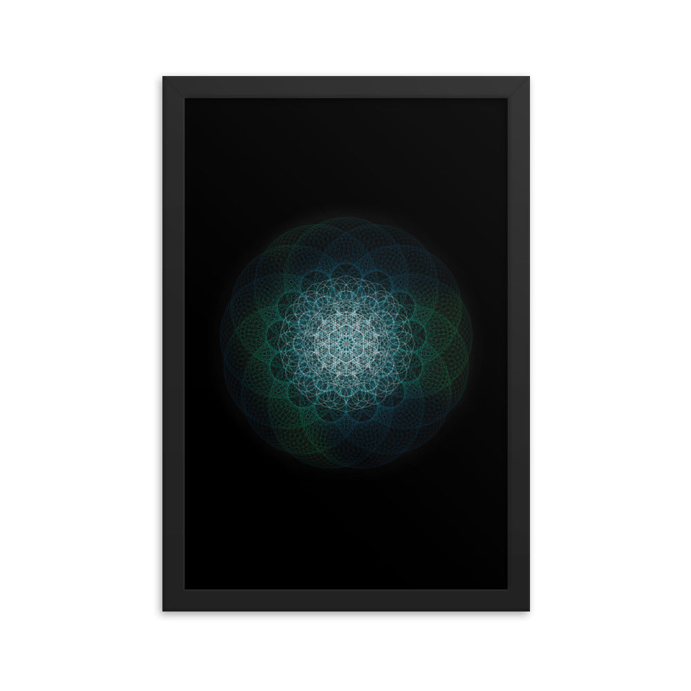 Sacred Geometry Art - Green-Blue Majestic | Framed poster