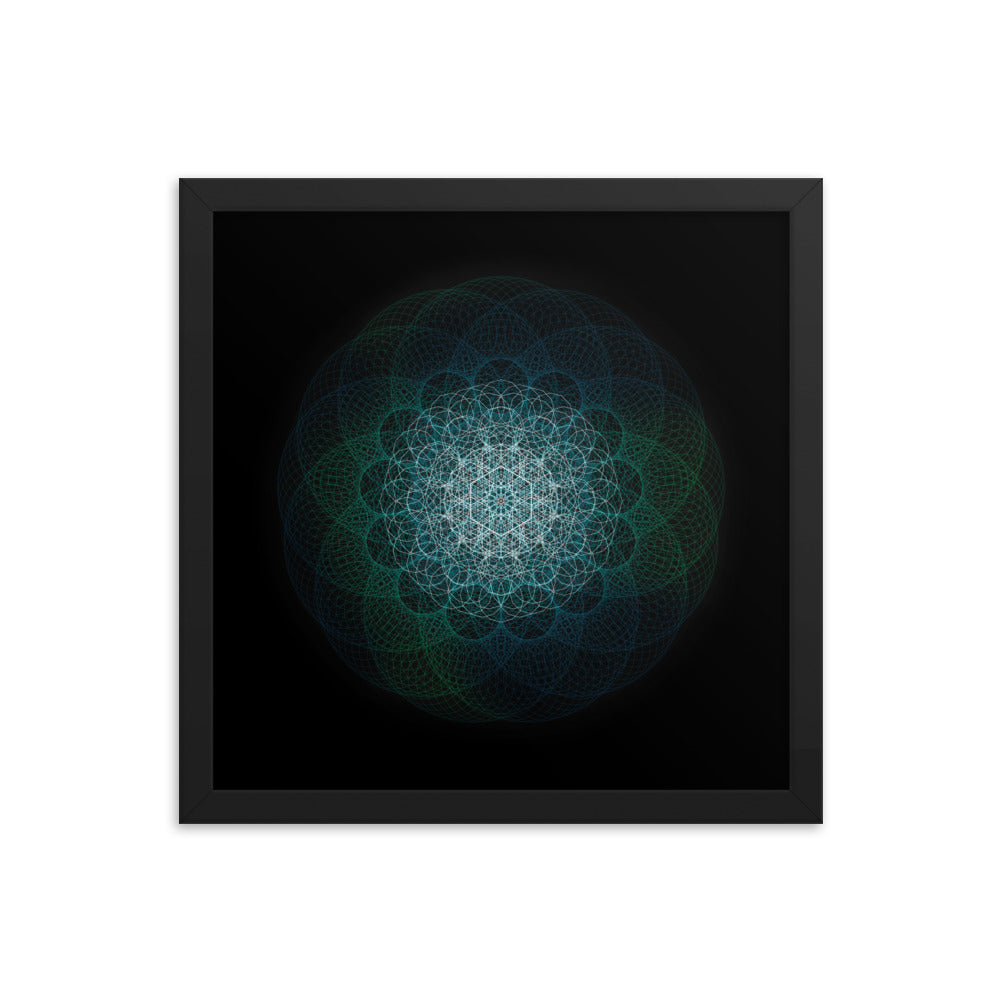 Sacred Geometry Art - Green-Blue Majestic | Framed poster