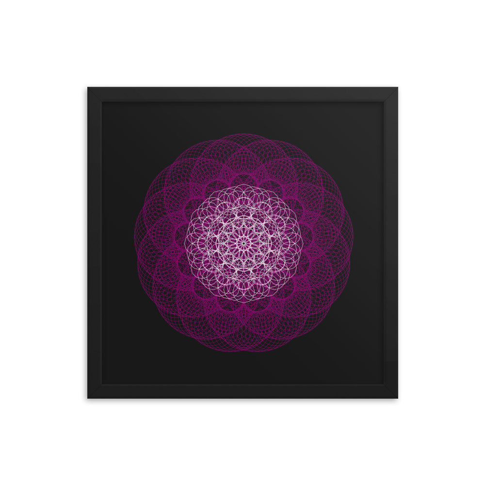 Sacred Geometry Art - Magenta Flower | Framed poster