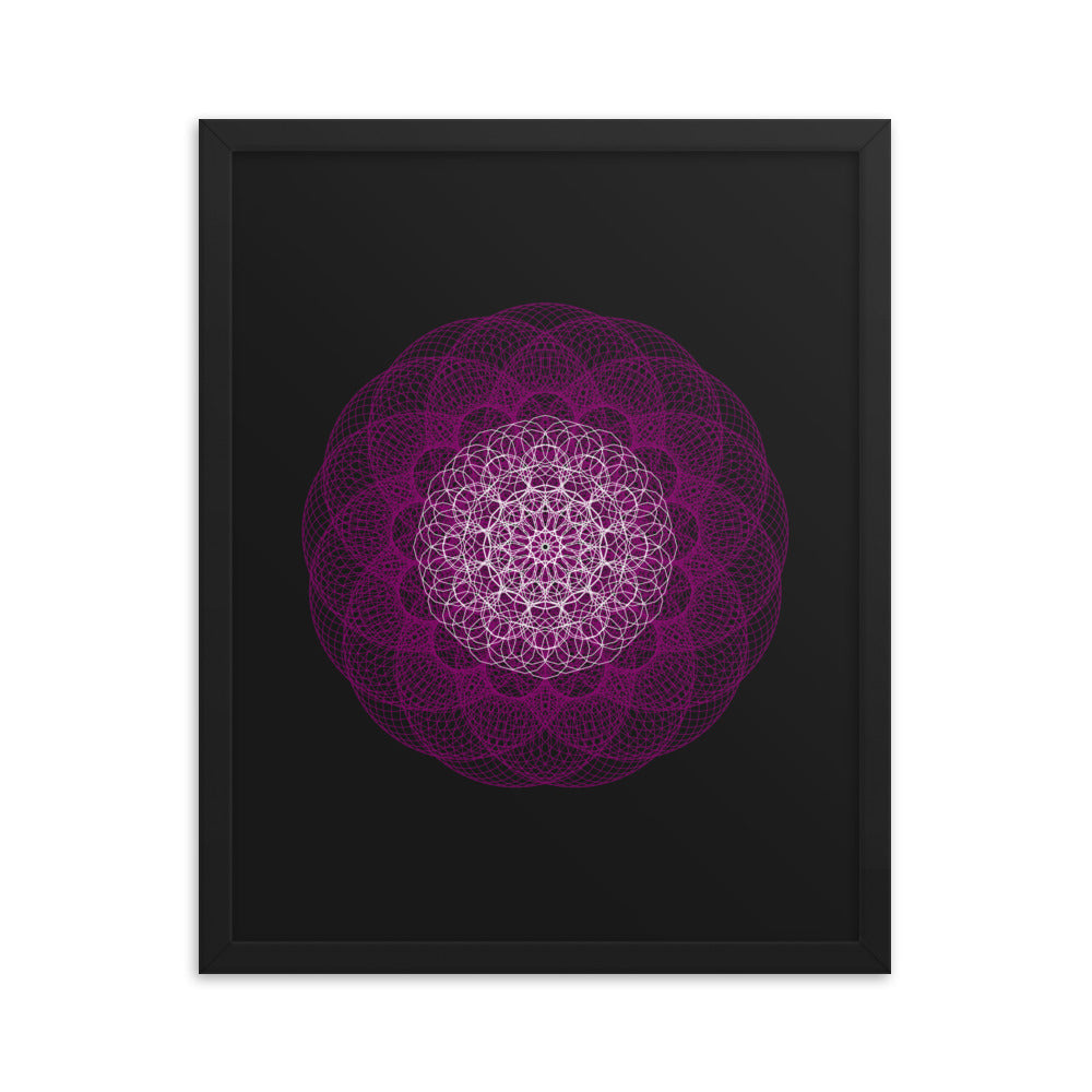 Sacred Geometry Art - Magenta Flower | Framed poster