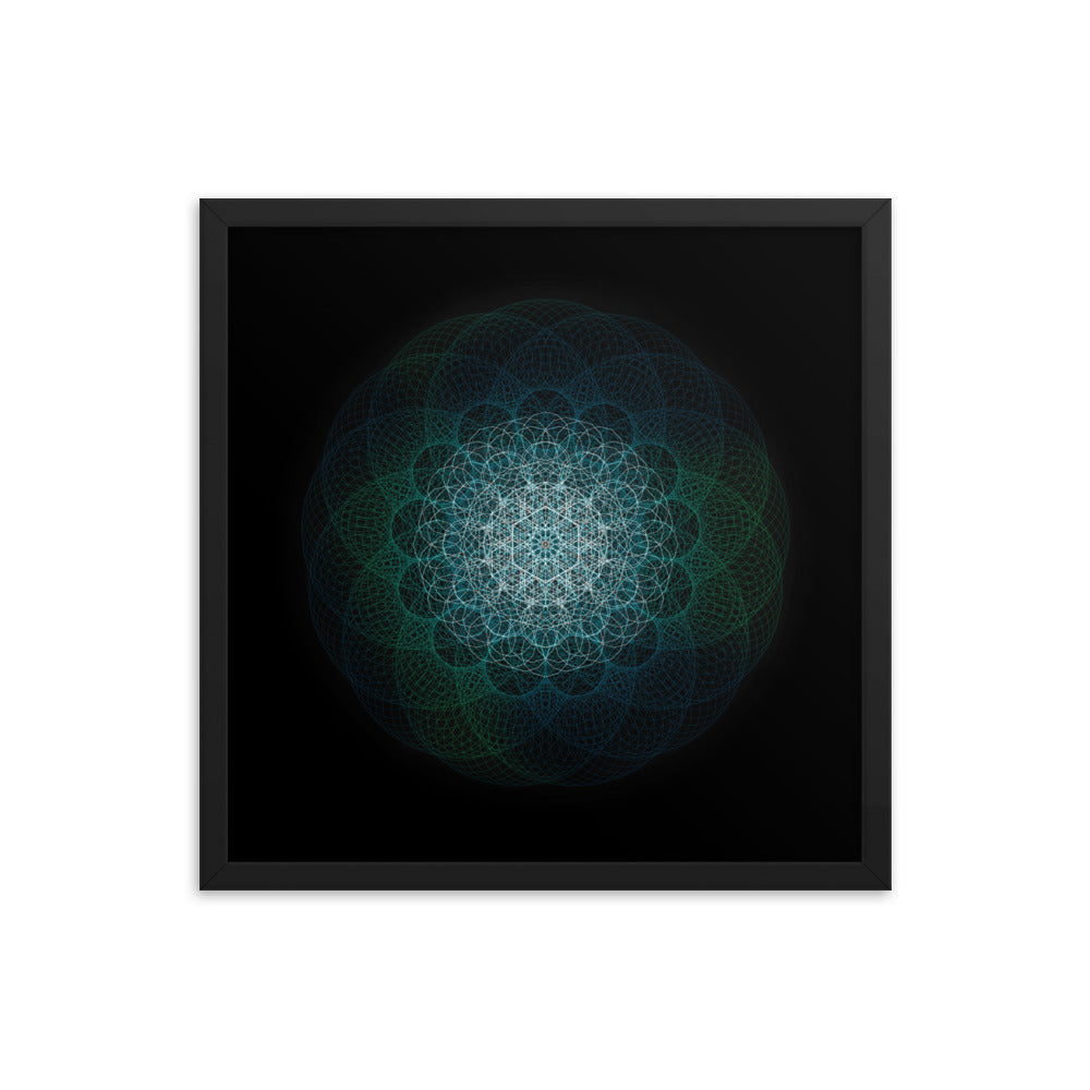 Sacred Geometry Art - Green-Blue Majestic | Framed poster