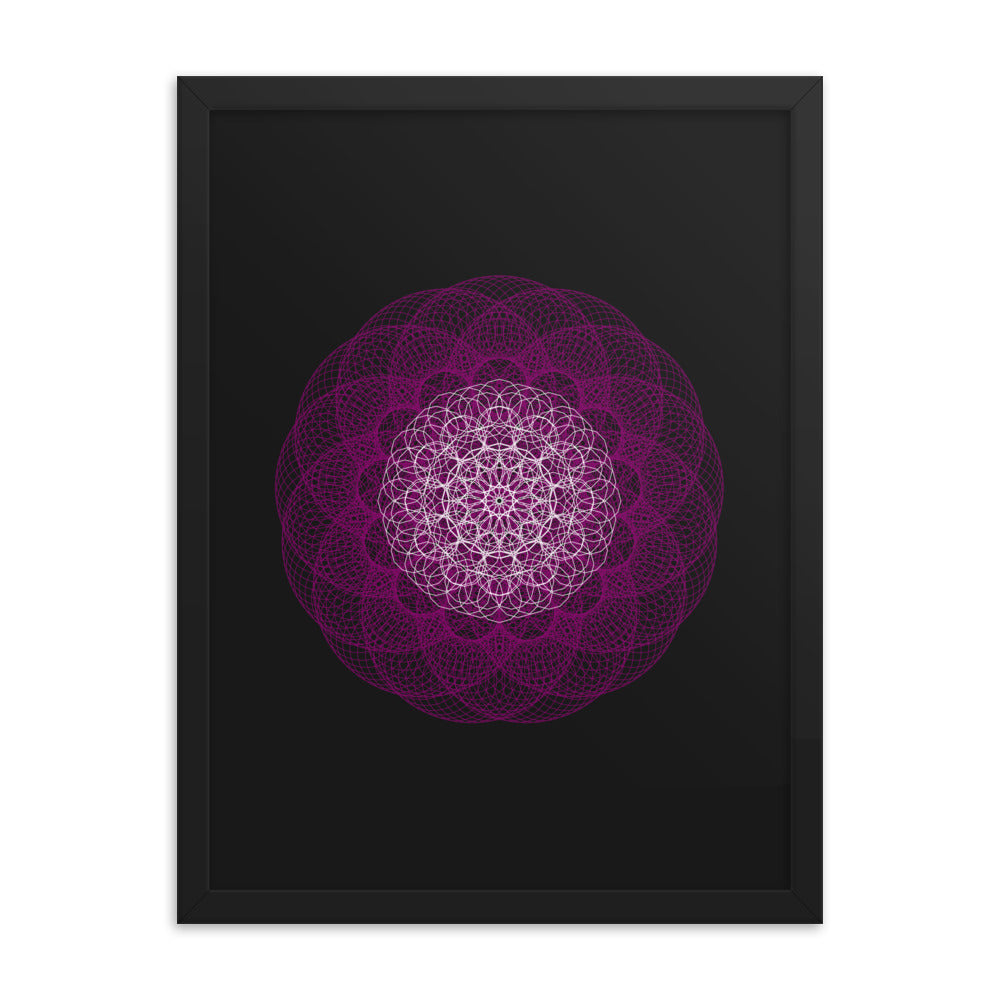 Sacred Geometry Art - Magenta Flower | Framed poster