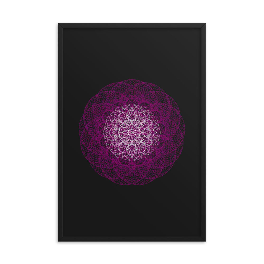 Sacred Geometry Art - Magenta Flower | Framed poster