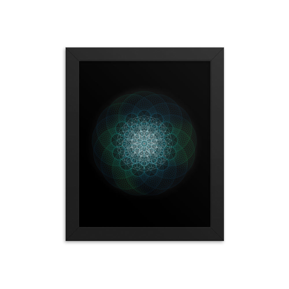 Sacred Geometry Art - Green-Blue Majestic | Framed poster