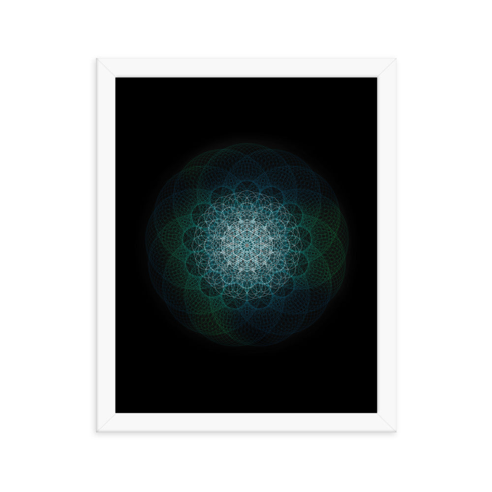 Sacred Geometry Art - Green-Blue Majestic | Framed poster