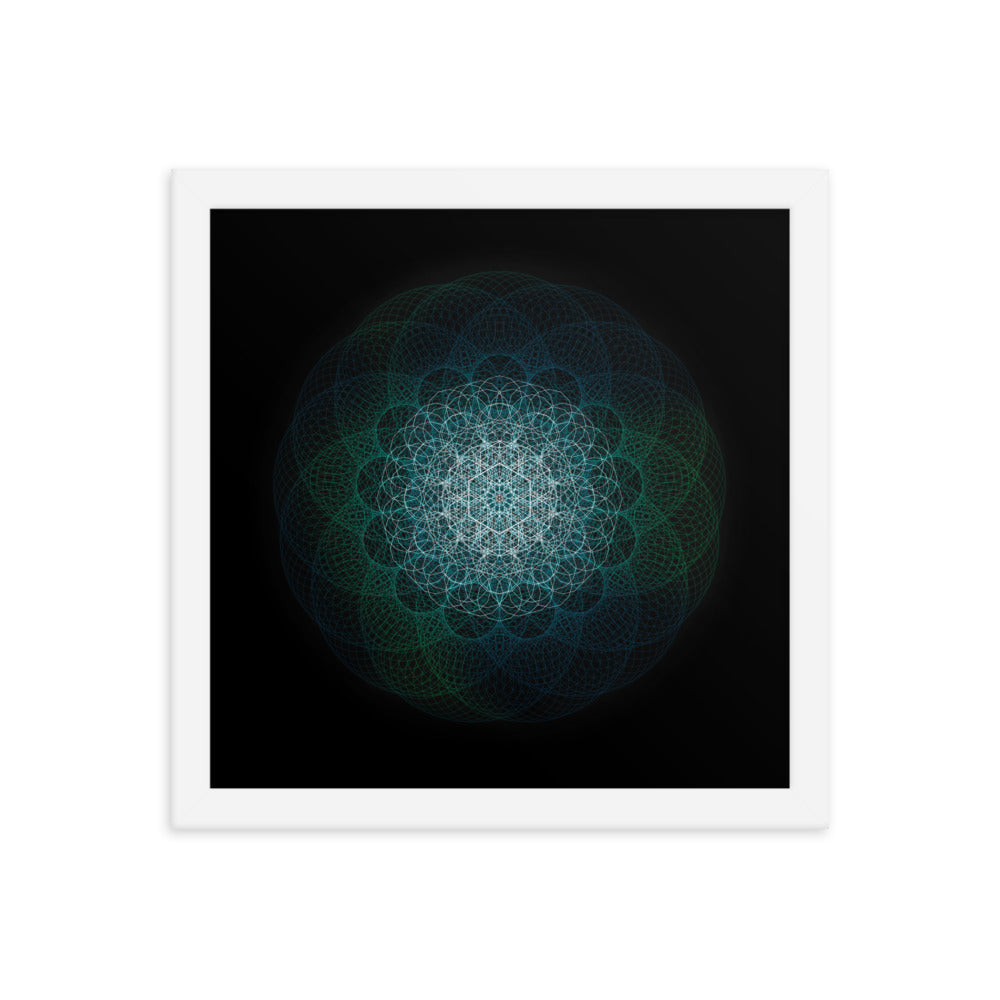 Sacred Geometry Art - Green-Blue Majestic | Framed poster