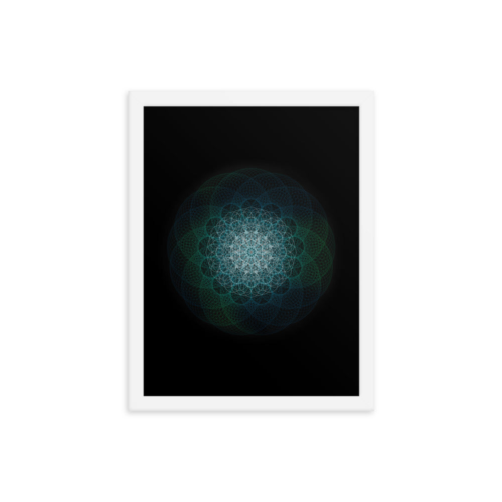 Sacred Geometry Art - Green-Blue Majestic | Framed poster