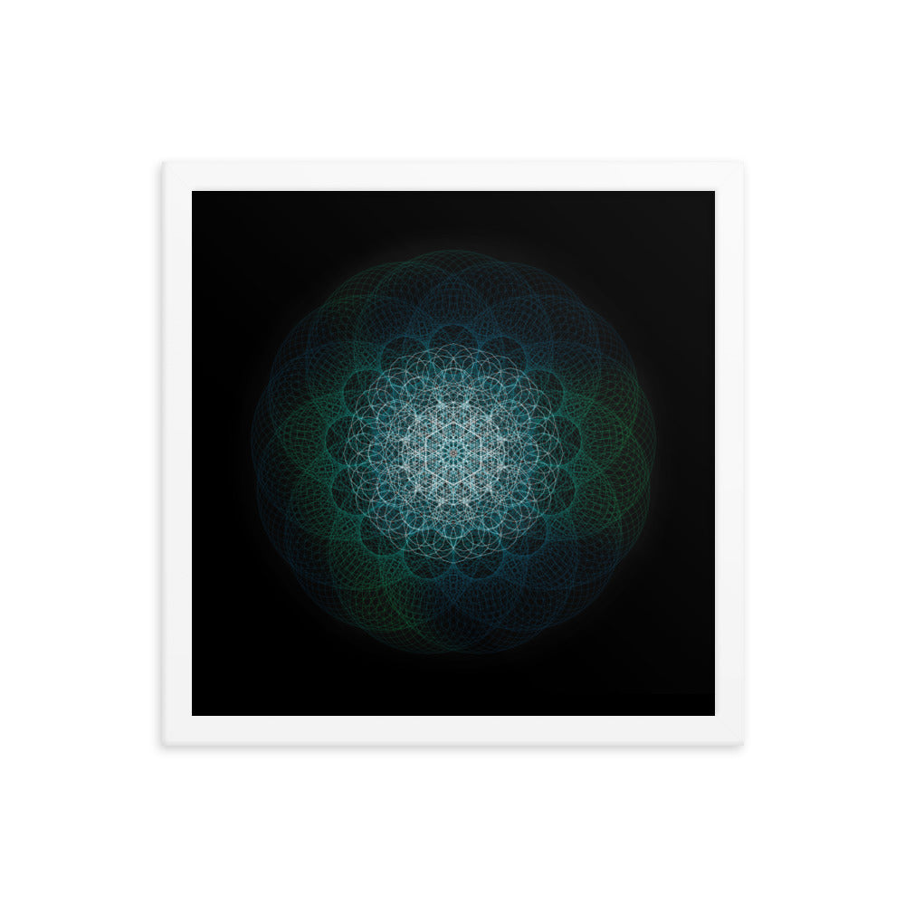 Sacred Geometry Art - Green-Blue Majestic | Framed poster