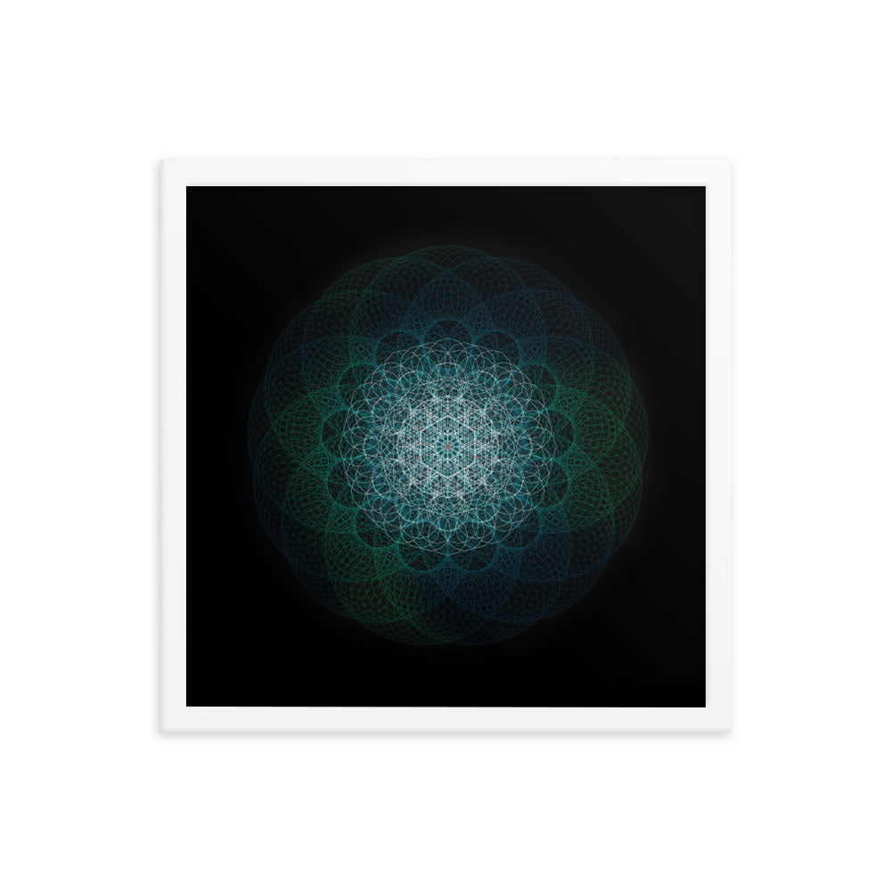 Sacred Geometry Art - Green-Blue Majestic | Framed poster