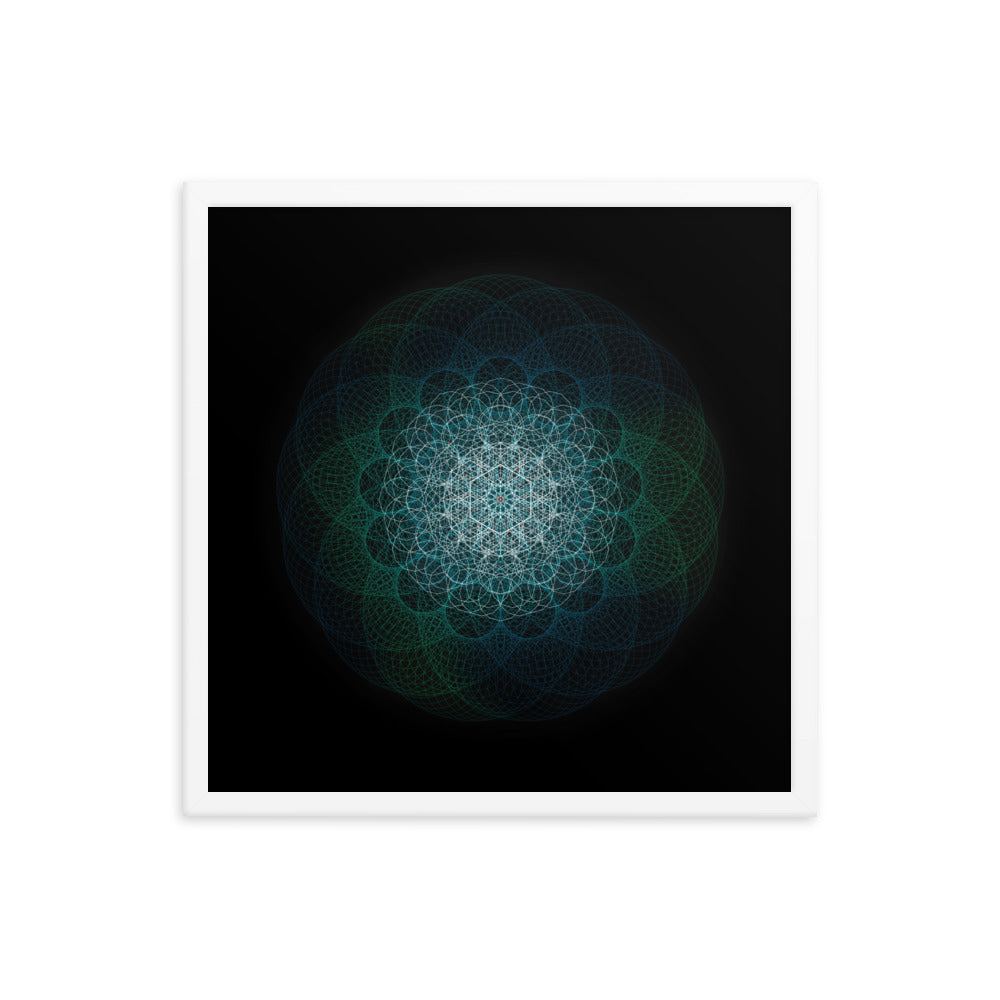 Sacred Geometry Art - Green-Blue Majestic | Framed poster
