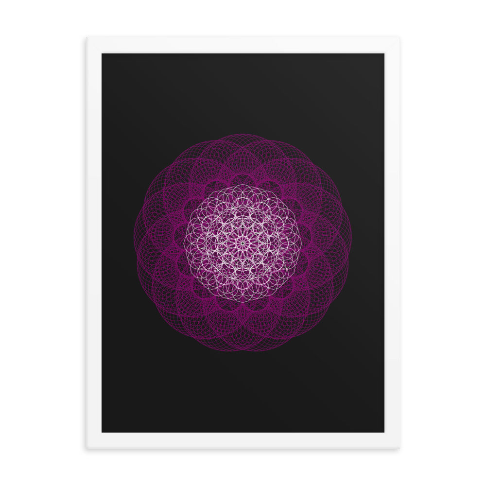 Sacred Geometry Art - Magenta Flower | Framed poster