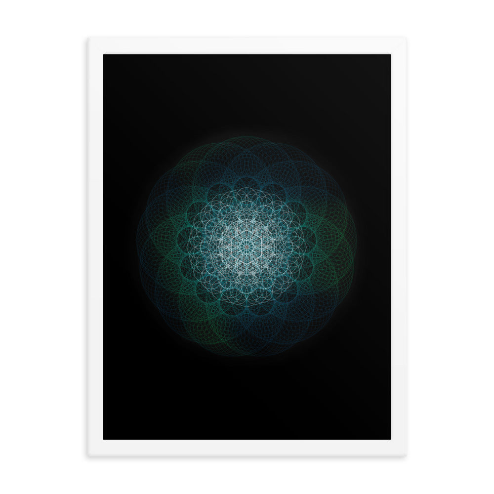 Sacred Geometry Art - Green-Blue Majestic | Framed poster