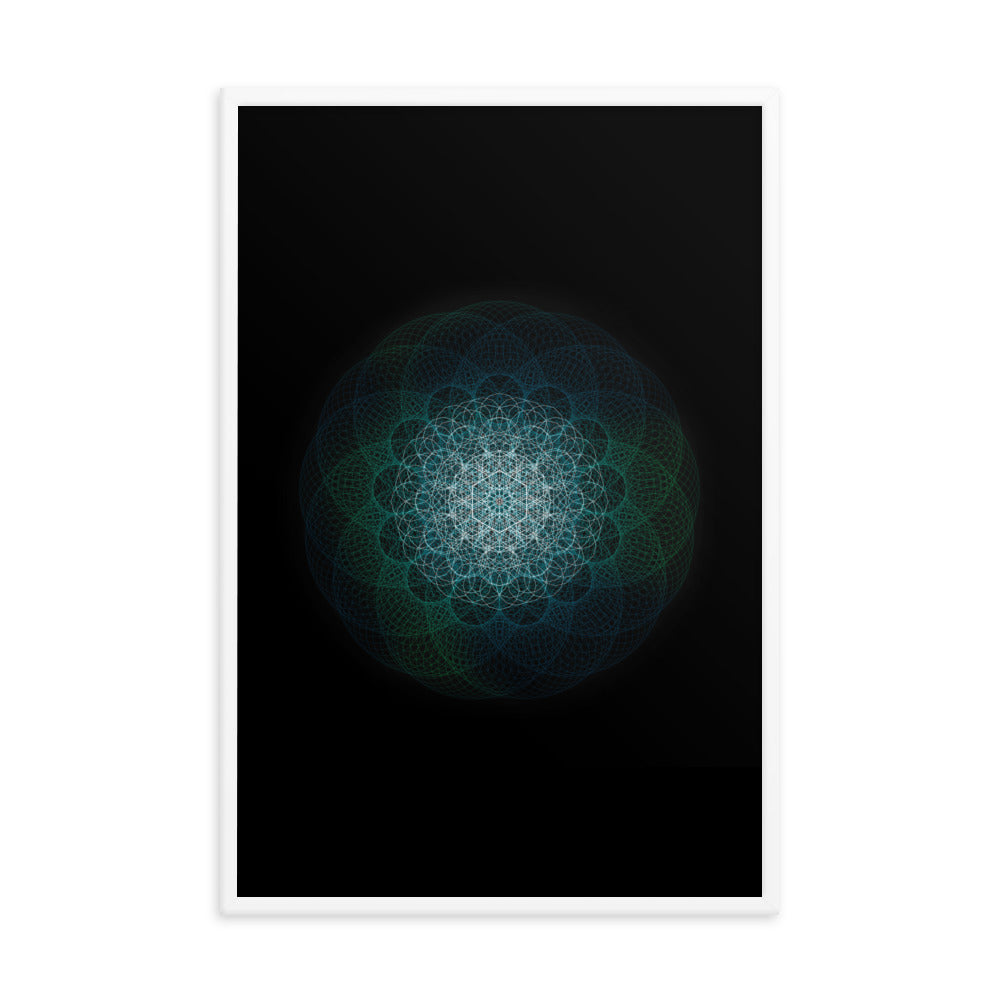 Sacred Geometry Art - Green-Blue Majestic | Framed poster