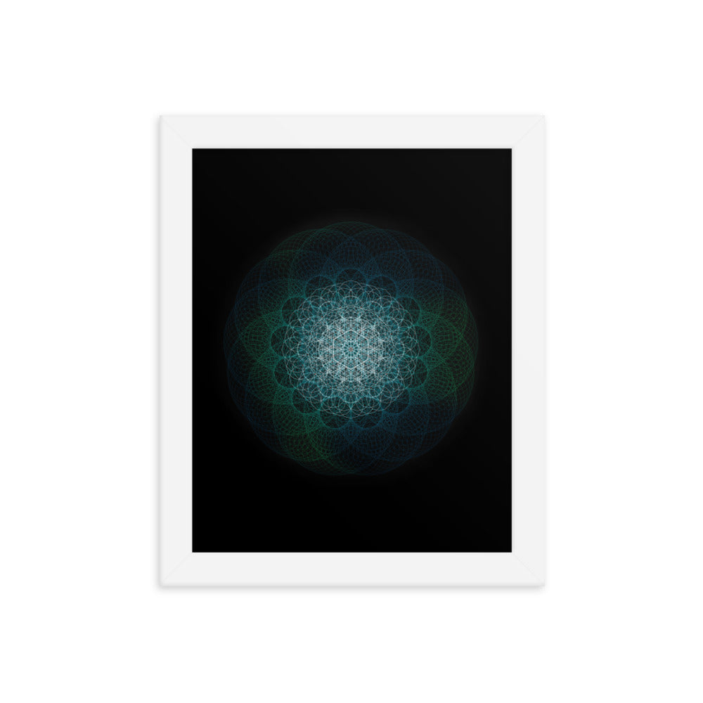 Sacred Geometry Art - Green-Blue Majestic | Framed poster