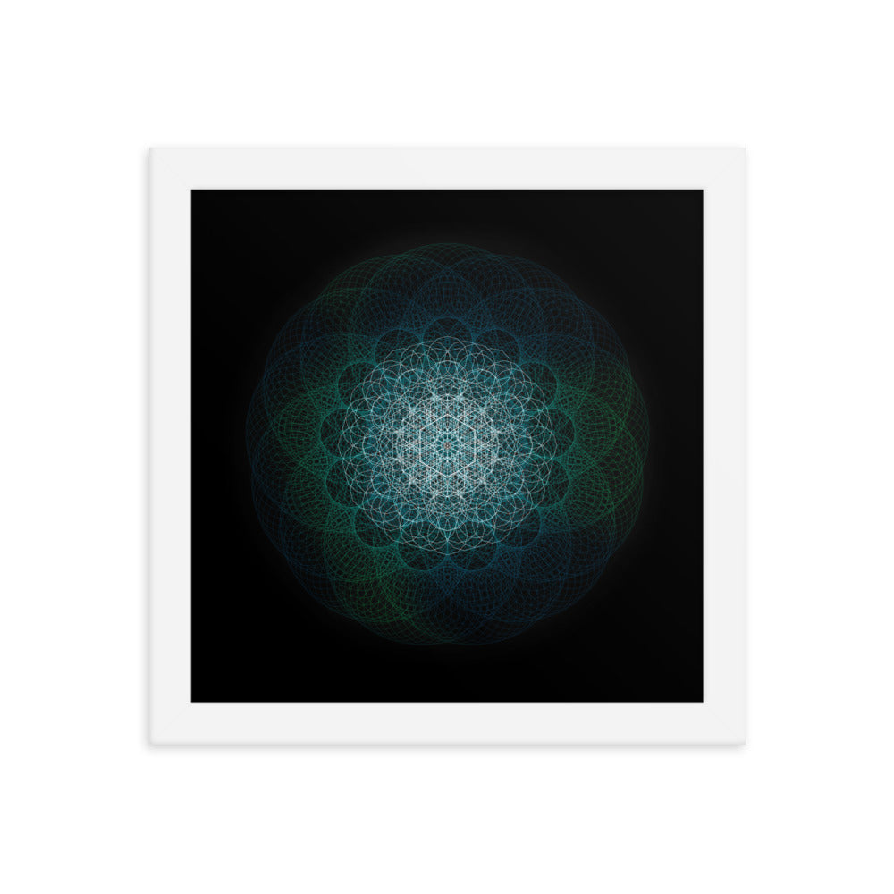 Sacred Geometry Art - Green-Blue Majestic | Framed poster